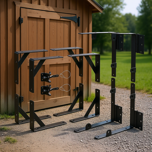 Kit de Herrajes Anticaída para Marcos de Puertas, 2 Juegos de Soportes de Esquina, Cierres y Tornillos para Puertas de Cobertizos, Corrales y Portones de Entrada - Product Image 2