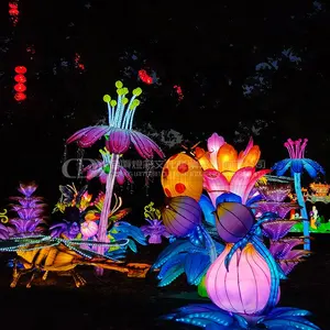 Chinese Outdoor Festival Lantaarns Met Led Bloem Lantaarns Show Art