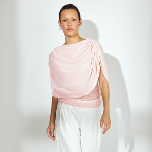 Women's Cape Style Loose Top Solid Color Irregular Folds Polyester <b>Wedding</b> <b>Jacket</b> <b>Wrap</b> - Product Image 3