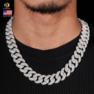 Collar Cubano Grande de 18 mm, Envío Rápido desde EE. UU., Plata 925 Chapada en Oro, Moissanita que Pasa la Prueba del Diamante, Estilo Cubano Pesado - Product Image 1