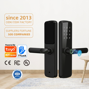 Kunci Pintu Pintar Digital dengan Gagang Sidik Jari 5050 Mortise Kata Sandi RFID Tuya WiFi Alexa Ttlock Kunci Keamanan untuk Pintu Kayu - Product Image 1
