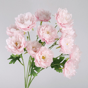 Fleurs artificielles de pivoine à longues tiges et 6 têtes, en plastique et soie, pour décorations de mariage, accessoires de bouquet - Product Image 2