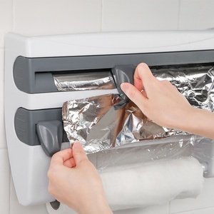 Organisateur de cuisine de style minimaliste, support mural pour essuie-tout avec rangement pour film alimentaire, support pour couteaux, accessoires de cuisine - Product Image 5