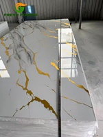 Panel de PVC Impermeable con Patrón de Mármol Blanco Dorado, Acabado Brillante UV, para Baño, Suministro al por Mayor OEM