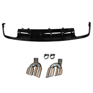 Diffusore Nero Lucido con Texture in Fibra di Carbonio per Paraurti Posteriore <span class=keywords><strong>Audi</strong></span> <span class=keywords><strong>A6</strong></span> S6 C8 2019-2024 - Product Image 3