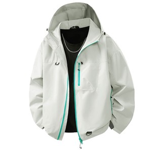 Chaqueta Unisex con Capucha y Cremallera, Resistente al Viento, con Ribete Morado, para Trabajo y Eventos - Product Image 4