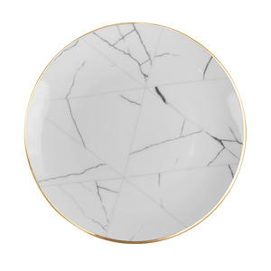 Ensemble de <span class=keywords><strong>vaisselle</strong></span> en porcelaine d'os nordique Steak bordé d'or à motifs de marbre blanc et assiette de nouilles italiennes pour le <span class=keywords><strong>service</strong></span> de restaurant - Product Image 1