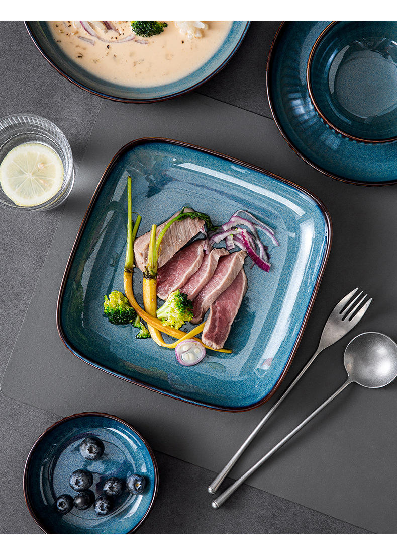 北欧モダン食器 食器セット 大皿ブルーカラー