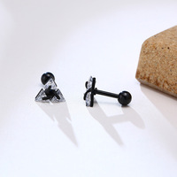 Boucles d'oreilles pour hommes en acier inoxydable ES-316 Géométrique Simple Plaqué Or Triangle Goutte Zircon Inspiré par Spring Creek Water