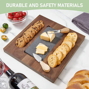 Vente en gros de planches <span class=keywords><strong>et</strong></span> couteaux de charcuterie magnétiques Grand ensemble de planche à charcuterie <span class=keywords><strong>et</strong></span> de planche à fromage en <span class=keywords><strong>ardoise</strong></span> d'acacia - Product Image 5