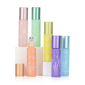 Custom <b>Macaron</b> Colorful Roll-On Glass Perfume Bottle 10ml Silk Screen Printing Flower Pattern Cylinder Shape Personal 100pcs <b>Box</b> - Product Image 2
