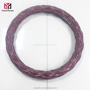 JQ243C ricamato coprivolante auto con antiscivolo interno in gomma di grande larghezza coprivolante auto - Product Image 1