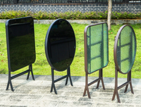 Table moderne pliable et durable avec plateau en verre et structure en fer pour cour, jardin, terrasse, camping, pique-nique, barbecue, fête