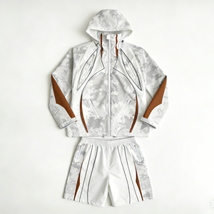 Custom <strong>Men's</strong> Camouflage Tracksuits Windproof Quick Dry Hooded <strong>Zip</strong> Jacket <strong>Shorts</strong> Set Multi <strong>Pocket</strong> Lightweight Breathable Outdoor - Product Image 1