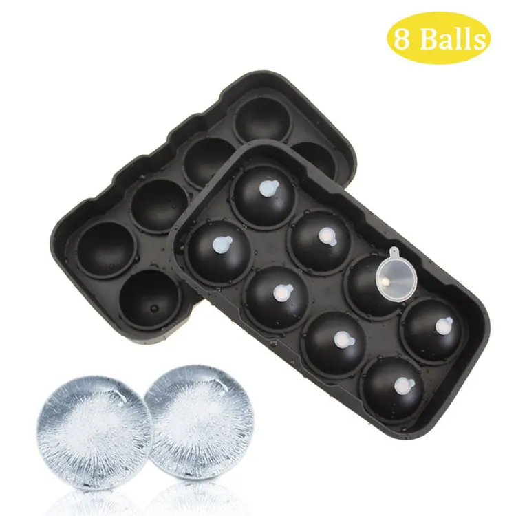 hot selling bpa free reusable easy release 3D round shape ice ball maker mold silicon ice cube tray for kitchen tool
