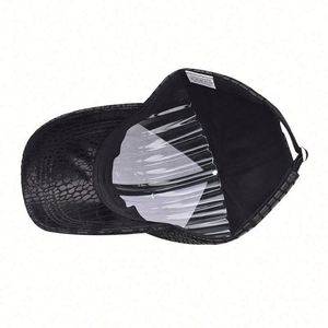 Casquette de baseball pour homme en cuir de crocodile PU, casquette de baseball rose doré brillant, casquette de sport - Product Image 6