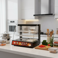 Vitrine chauffante électrique pour aliments, capacité 80L, contrôle manuel de la température (1°C), chauffage 910W, fonctionnement 24h/24 pour buffet