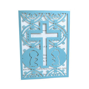 Cartes <span class=keywords><strong>d</strong></span>'<span class=keywords><strong>invitation</strong></span> pour baptême, baby shower, <span class=keywords><strong>communion</strong></span>, première <span class=keywords><strong>communion</strong></span> - Cartes de vœux - Perle métallique <span class=keywords><strong>d</strong></span>écoupée au laser, style européen - Product Image 1