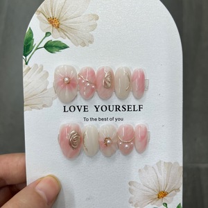 Venta al por Mayor 10 Piezas <span class=keywords><strong>de</strong></span> <span class=keywords><strong>Uñas</strong></span> Acrílicas <span class=keywords><strong>de</strong></span> Lujo <span class=keywords><strong>de</strong></span> Alta Calidad Pintadas a Mano en 3D Tipo Almendra y Stiletto con Pegamento en Gel Adhesivas Hermosas <span class=keywords><strong>Uñas</strong></span> Hechas a Mano - Product Image 5