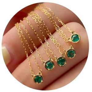 Colliers pendentifs en or massif 18 carats Xinfly avec émeraude, bijoux fins en pierres précieuses Au750 pour femmes - Product Image 1