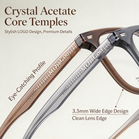 7343 INS Lunettes tendance à monture large en acétate pour un look sans maquillage, montures de lunettes unisexes