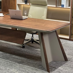 Escritorio de Oficina Ejecutivo de Alta Gama en Madera de Nogal con Gabinete de Almacenamiento, Mesa Ejecutiva Moderna para Oficina en <span class=keywords><strong>Casa</strong></span> - Product Image 3