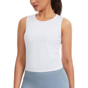 Camiseta sin mangas fruncida para mujer, ajustada, transpirable, suave, con cuello redondo, top corto para yoga y entrenamiento - Product Image 2
