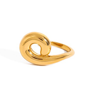 Bague ouverte torsadée abstraite en acier inoxydable doré Gaovo pour femme, bijou de mode moderne, sculptural, étanche et hypoallergénique