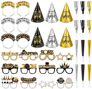Bonne année papier cône casquettes chapeaux bandeau Photo accessoires <span class=keywords><strong>lunettes</strong></span> <span class=keywords><strong>frange</strong></span> éruptions fabricants de bruit pour la décoration de fête du nouvel an - Product Image 1