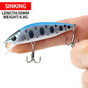 Mini Silber Edelstahl-Messerköder Submerged Mino 50mm 4.8g für Süßwasserfluss-Angeln, künstlicher Hartköder mit Haken - Product Image 4