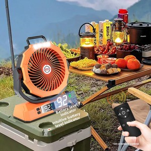 Factory Wholesale 10 Inch Shaking Head Camping Fan 20000mAh Mute Fan With Remote <b>Timer</b> LED Light Power Bank <b>Outdoor</b> Use - Product Image 2