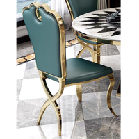 Chaise de salle à manger de luxe pour mariage, structure en acier inoxydable, siège en cuir PU, chaise de banquet moderne pour la maison et l'hôtel