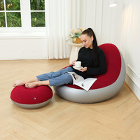 Nouveau canapé paresseux gonflable moderne pour adultes Ensemble de deux pièces Pédales en peluche pliable Chaise longue pour intérieur/extérieur Chambre à coucher