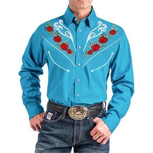 Primavera e autunno camicia da uomo stampata alla <span class=keywords><strong>moda</strong></span> americana stile occidentale stampata camicia a maniche lunghe per gli uomini - Product Image 5