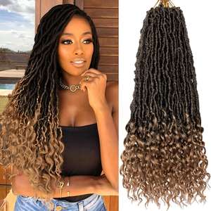 Peluca Sintética de 24 Pulgadas para Mujeres <span class=keywords><strong>Africanas</strong></span>, Estilo Diario, Rizos Tipo Gusano, Puntas Sueltas, <span class=keywords><strong>Trenzas</strong></span>, Puntas Rizadas, Cabello para Trenzar - Product Image 2