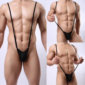 Nouveau string/slip gay coquin, taille basse, design de poche en U sexy, sous-vêtement érotique une pièce pour homme avec bretelles - Product Image 1