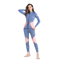 DIVESTAR Jaket Selam Wanita Ukuran Besar 2mm Neoprena Tahan Air Bernapas Lengan Panjang Atasan Celana untuk Aerobik Air dan Menyelam
