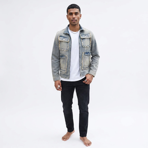 Good <b>Material</b> Men's <b>Denim</b> Jackets Personalized Cheap Price Best <b>Material</b> ODM Service for Men's <b>Denim</b> Jackets - Product Image 1