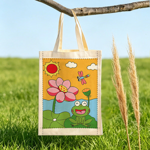 Sac en toile écologique pour enfants, <span class=keywords><strong>peinture</strong></span> à l'huile, sac fourre-tout en toile, dessin animé d'animaux, <span class=keywords><strong>peinture</strong></span> par numéros - Product Image 3