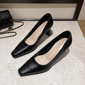 Chaussures à talons hauts à bout pointu pour femmes, en cuir, décontractées, d'été, motif uni, <span class=keywords><strong>petit</strong></span> <span class=keywords><strong>talon</strong></span>, logo avant, pour robe longue - Product Image 1