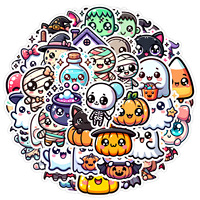 50 autocollants mignons d'Halloween pour bouteilles d'eau, ordinateurs, patchs décoratifs imperméables, décalcomanies d'Halloween