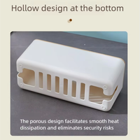 Boîte de rangement en plastique pour bureau JX, boîte de protection pour cordon d'alimentation, style accordéon avec couvercle en bambou, boîte de rangement pour multiprises