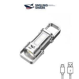 Smiling Shark Mini Portable Keychain Light USB <b>Rechargeable</b> COB Outdoor Camping <b>Flashlight</b> - Product Image 4