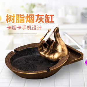 Creative Resin <b>Ashtray</b> Retro Hand Design Phone Holder For Office Home Decor - Product Image 1