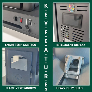 Stufa Circolare Compatta Fangran 120Y 8kW, Caminetto a Doppia Alimentazione <span class=keywords><strong>Pellet</strong></span> e Legna per Riunioni Familiari 60m² - Product Image 4