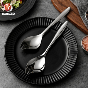 Cuillère à salade et pâtes moderne en acier inoxydable 316 à long manche, plaquée argent, poli miroir, résistante à la chaleur, compatible lave-vaisselle, usage domestique - Product Image 4