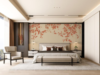 Personnalisé 3d Imprimé Chinois Peint À La Main Peinture Nature Paysage Plante Arbre Feuilles Oiseau Papier Peint Chinoiserie Soie Murale Papier Peint