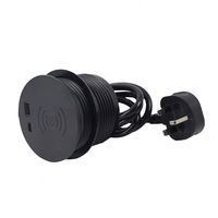 Cargador rápido USB-c con ojal de alimentación de escritorio empotrado de escritorio de 80MM con cargador inalámbrico rápido superior de 20W para mesa de escritorio de ordenador