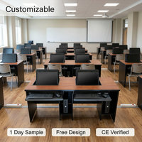Mesa Doble para Computadora de Alta Resistencia con Tapa Abatible para Laboratorio Informático Escolar, Directo de Fábrica con Certificación ISO