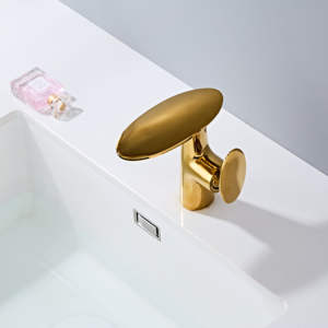 Robinet de lavabo cascade blanc, poignée unique, robinet mélangeur moderne pour lavabo de salle de bain, noyau de vanne en céramique, finition chromée pour eau chaude/froide - Product Image 5